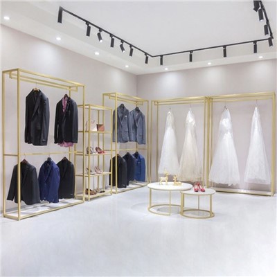 Aħżen Display Metal Cloth Gold Rack tal-ħwejjeġ